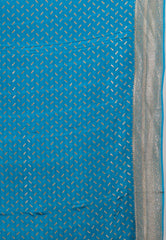 Turquoise Blue with Zari work Khaddi Georgette Benarasi Saree with Blouse Piece - Adi Akshoy & Co.