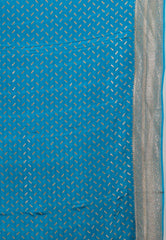 Turquoise Blue with Zari work Khaddi Georgette Benarasi Saree with Blouse Piece - Adi Akshoy & Co.