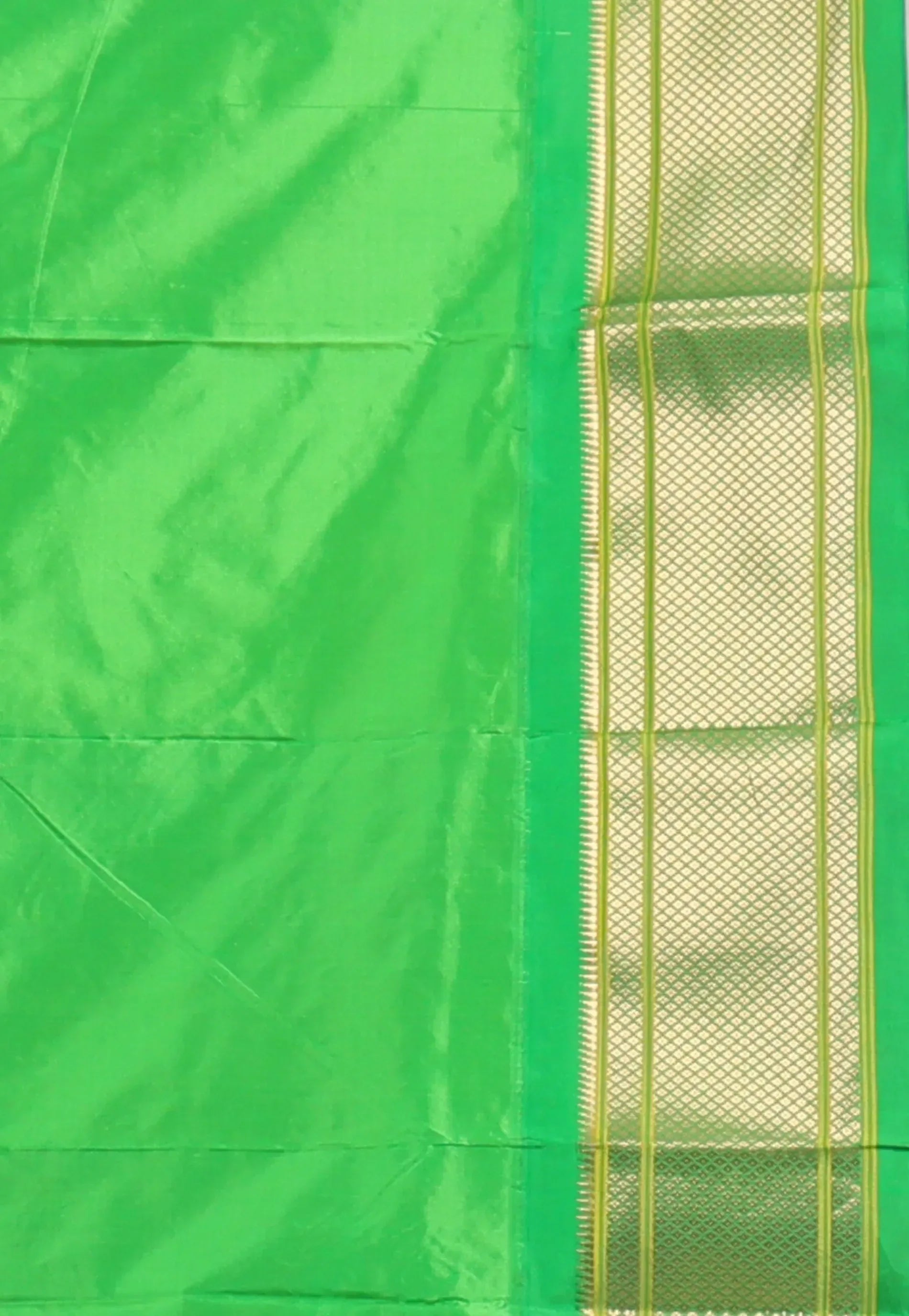 Dual Shades of Purple & Blue with Green Border Pure Paithani Silk Saree With Blouse Piece - Adi Akshoy & Co.