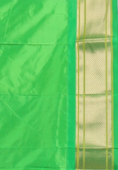 Dual Shades of Purple & Blue with Green Border Pure Paithani Silk Saree With Blouse Piece - Adi Akshoy & Co.