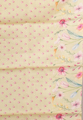 Floral Cream Color Pure Tussar Silk Saree with Blouse Piece - Adi Akshoy & Co.