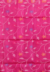 Floral Rani Pure Tussar Dhakai Jamdani Saree with Blouse Piece - Adi Akshoy & Co.