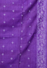 Violet Pure Tussar Dhakai Jamdani Saree with Blouse Piece - Adi Akshoy & Co.
