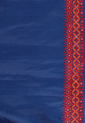 Midnight Blue Handwoven Kantha Silk Saree With Blouse Piece - Adi Akshoy & Co.