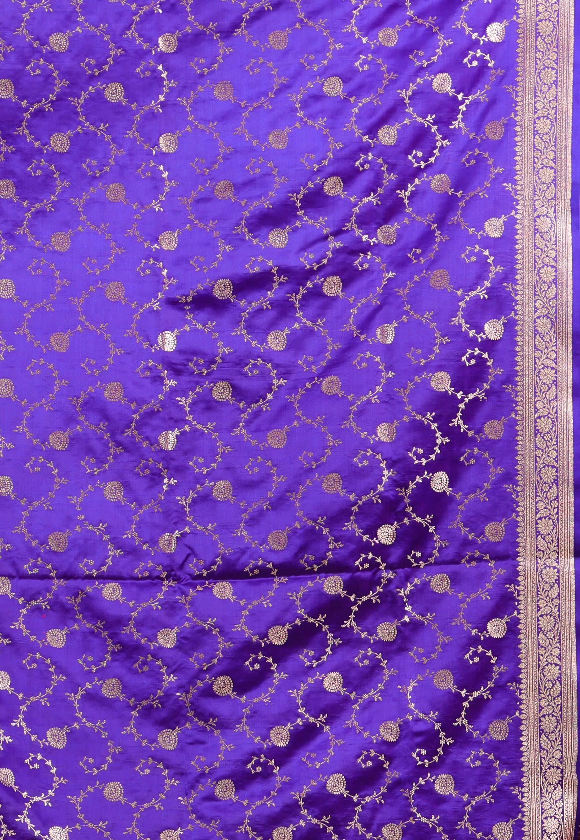 Purple with Zari work Wedding Banarasi Saree with Blouse Piece - Adi Akshoy & Co.