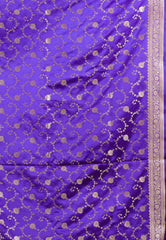 Purple with Zari work Wedding Banarasi Saree with Blouse Piece - Adi Akshoy & Co.