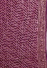 Grape Wine Color with Zari work Khaddi Georgette Benarasi Saree with Blouse Piece - Adi Akshoy & Co.