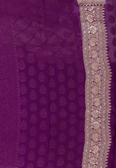 Grape Wine Color with Zari work Khaddi Georgette Benarasi Saree with Blouse Piece - Adi Akshoy & Co.