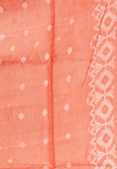 Peach Colour Pure Tussar Dhakai Jamdani Saree with Blouse Piece - Adi Akshoy & Co.