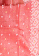 Vibrant Pink Pure Tussar Dhakai Jamdani Saree with Blouse Piece - Adi Akshoy & Co.