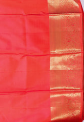 Peach Brocade Pure Kanjivaram Silk Saree With Blouse Piece - Adi Akshoy & Co.