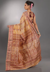 Beige Pure Baluchari Silk Saree with Blouse Piece - Adi Akshoy & Co.