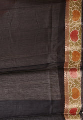 Beige Pure Tussar Silk Saree with Blouse Piece - Adi Akshoy & Co.