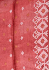 Light Maroon Pure Tussar Dhakai Jamdani Saree with Blouse Piece - Adi Akshoy & Co.