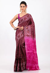 Maroon Pure Tussar Dhakai Jamdani Saree with Blouse Piece - Adi Akshoy & Co.