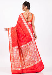 Red with Zari work Wedding Banarasi Saree with Blouse Piece - Adi Akshoy & Co.
