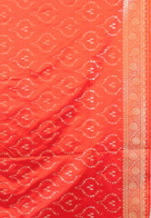 Pink with Red Border Pastel Banarasi Saree With Blouse Piece - Adi Akshoy & Co.