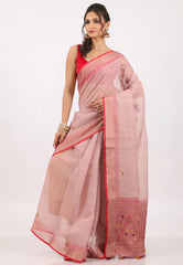 Tussar Colour Handwoven Kantha Silk Saree With Blouse Piece - Adi Akshoy & Co.