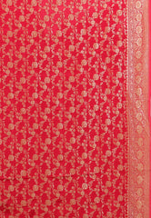 Off White with Red Border Zari work Khaddi Georgette Benarasi Saree with Blouse Piece - Adi Akshoy & Co.