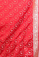 Sky Blue with Red Border Pastel Banarasi Saree With Blouse Piece - Adi Akshoy & Co.