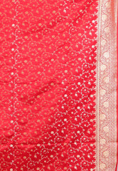Pesta Greenwith Red Border Pastel Banarasi Saree With Blouse Piece - Adi Akshoy & Co.