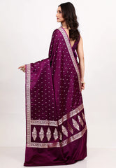 Deep Magenta Mashru Silk Saree with Blouse Piece - Adi Akshoy & Co.