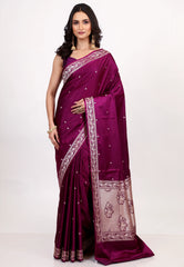 Magenta Mashru Silk Saree with Blouse Piece - Adi Akshoy & Co.