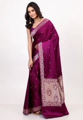 Magenta Mashru Silk Saree with Blouse Piece - Adi Akshoy & Co.