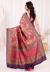 Purple Multi Colour Kani Silk Saree With Blouse Piece - Adi Akshoy & Co.