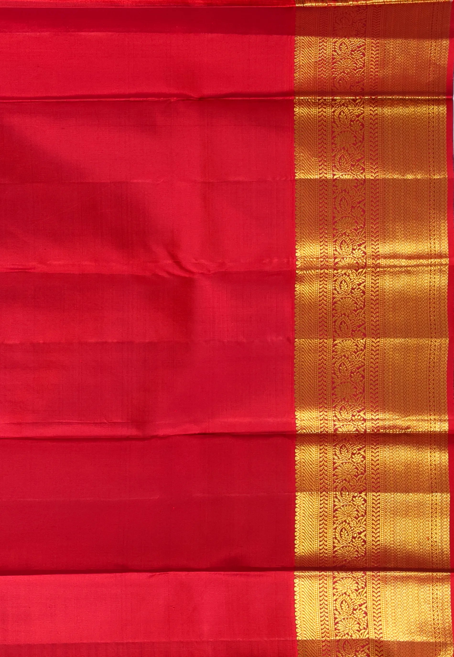 Rama Green with Golden Border Pure Kanjivaram Silk Saree With Blouse Piece -Adi Akshoy & Co.