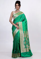 Green Wedding Banarasi Silk Saree with Blouse Piece - Adi Akshoy & Co.