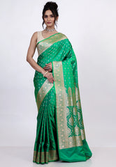 Green Wedding Banarasi Silk Saree with Blouse Piece - Adi Akshoy & Co.