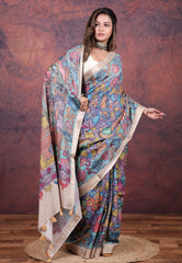 Multi Colour Tussar Kalamkari Silk Saree with Blouse Piece - Adi Akshoy & Co.