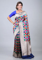 Multi Colour Pure Exclusive Rangkat Katan Silk Saree With Blouse Piece - Adi Akshoy & Co.