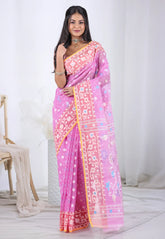 Pink Dhakai Jamdani Cotton Saree without Blouse Piece – Adi Akshoy & Co.