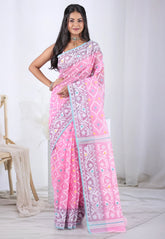 Pink Dhakai Jamdani Cotton Saree without Blouse Piece – Adi Akshoy & Co.