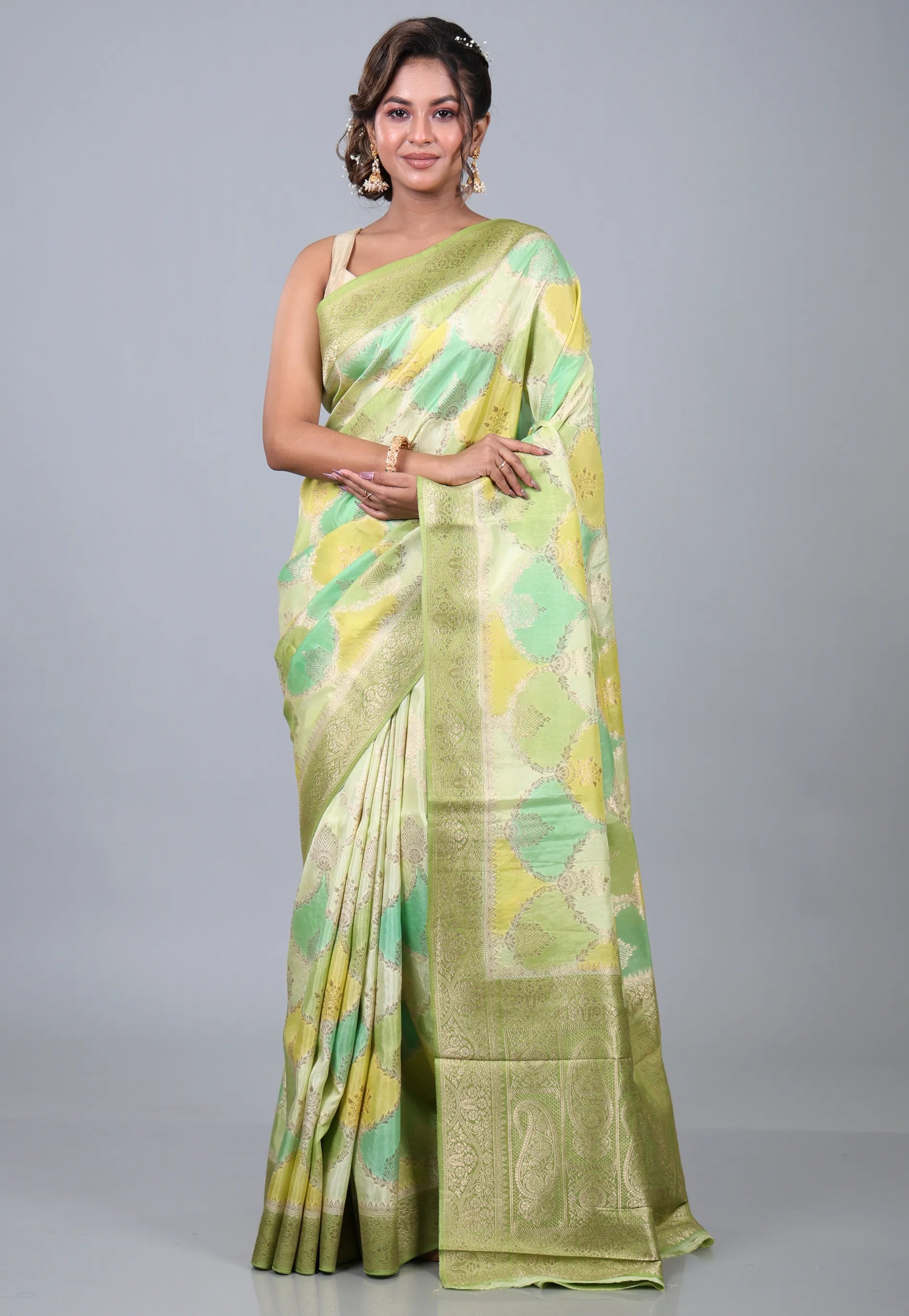 Multi Colour Rangkat Mashru Silk Saree with Blouse Piece - Adi Akshoy & Co.