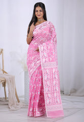 Pink Dhakai Jamdani Cotton Saree without Blouse Piece – Adi Akshoy & Co.