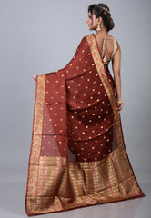 Maroon Mashru Silk Saree with Blouse Piece - Adi Akshoy & Co.