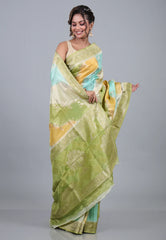 Multi Colour Rangkat Mashru Silk Saree with Blouse Piece - Adi Akshoy & Co.