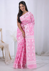 Pink Dhakai Jamdani Cotton Saree without Blouse Piece – Adi Akshoy & Co.