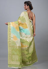 Multi Colour Rangkat Mashru Silk Saree with Blouse Piece - Adi Akshoy & Co.