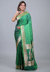 Cross Green Wedding Banarasi Silk Saree with Blouse Piece - Adi Akshoy & Co.