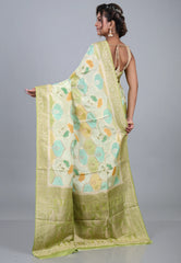 Multi Colour Rangkat Mashru Silk Saree with Blouse Piece - Adi Akshoy & Co.