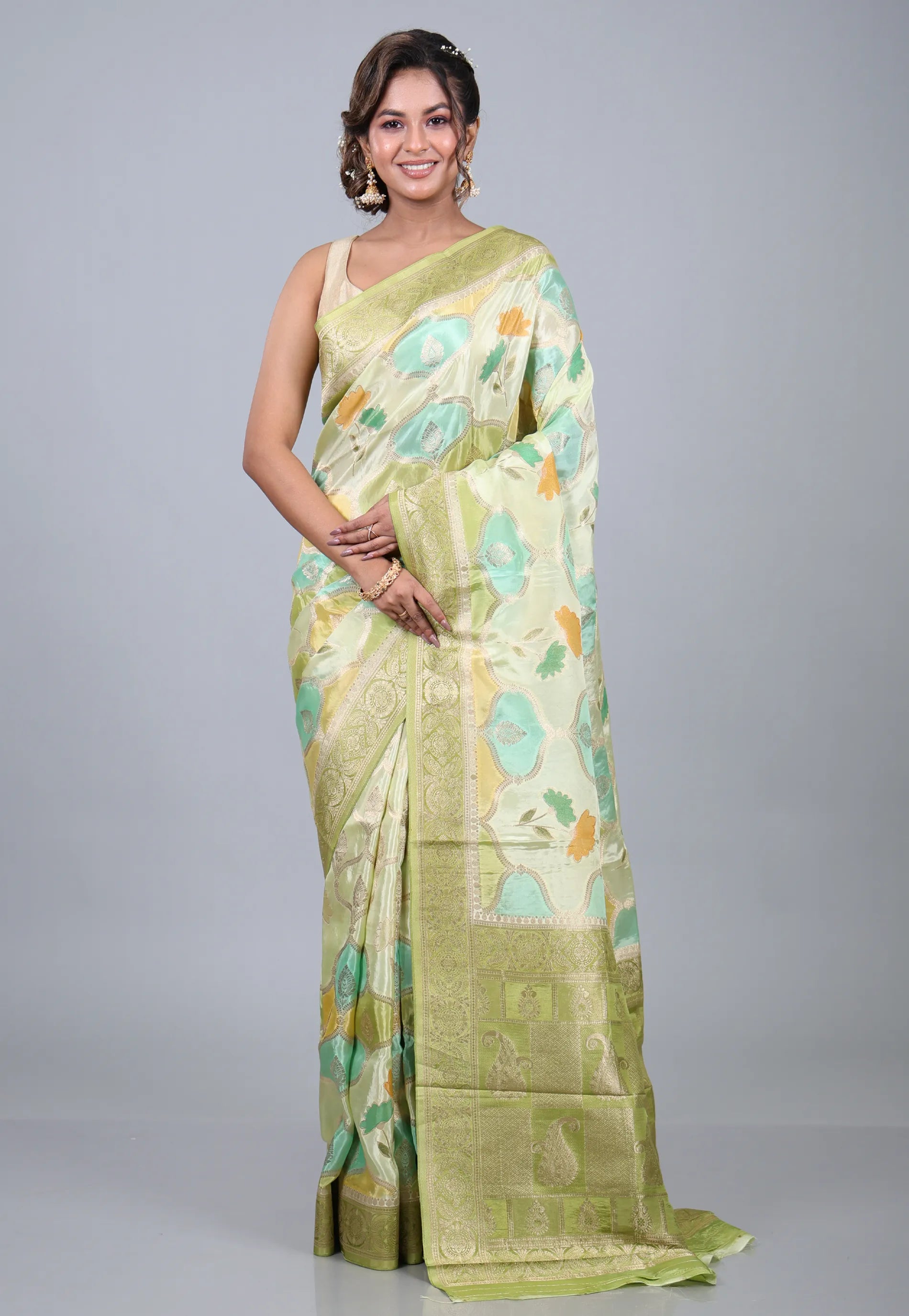 Multi Colour Rangkat Mashru Silk Saree with Blouse Piece - Adi Akshoy & Co.