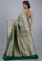 Multi Colour Pure Exclusive Rangkat Katan Silk Saree With Blouse Piece - Adi Akshoy & Co.