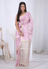 Tussar colour with Magenta print Tussar Silk Saree with Blouse Piece – Adi Akshoy & Co.