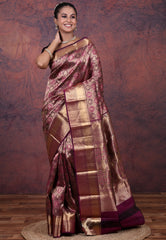 Magenta Pure Kanjivaram Silk Saree with Blouse Piece - Adi Akshoy & Co.