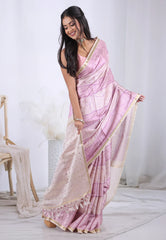 Tussar colour with Magenta print Tussar Silk Saree with Blouse Piece – Adi Akshoy & Co.
