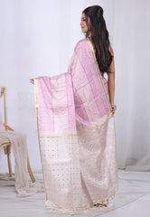 Tussar colour with Magenta print Tussar Silk Saree with Blouse Piece – Adi Akshoy & Co.